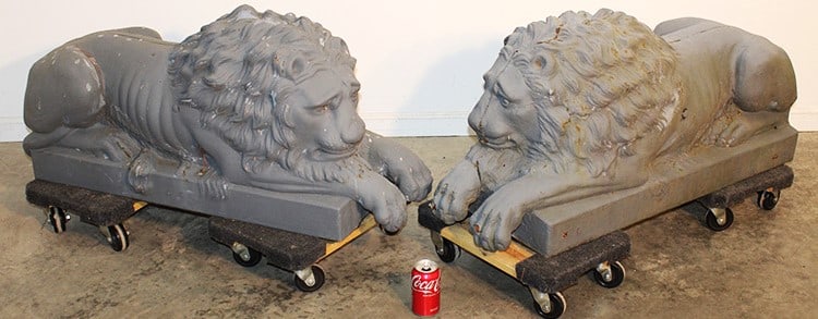 Monumental Pair Of 1880s American 44" Cast Iron Lions (1 of 9)