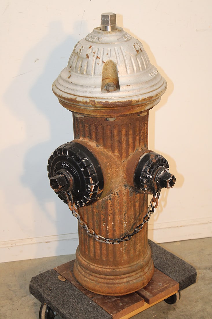 Antique Cast Iron Fire Hydrant (Penn Troy): Antique cast iron fire hydrant (Penn Troy). Very heavy, nice condition. 32" tall.