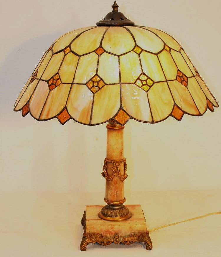 Exceptional Antique 20" Leaded Table Lamp (1 of 6)