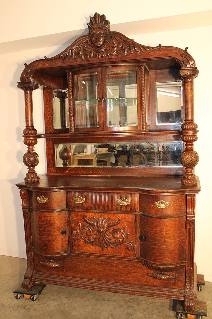 Horner Quality Oak Sideboard With Large Carved Heads (1 of 8)