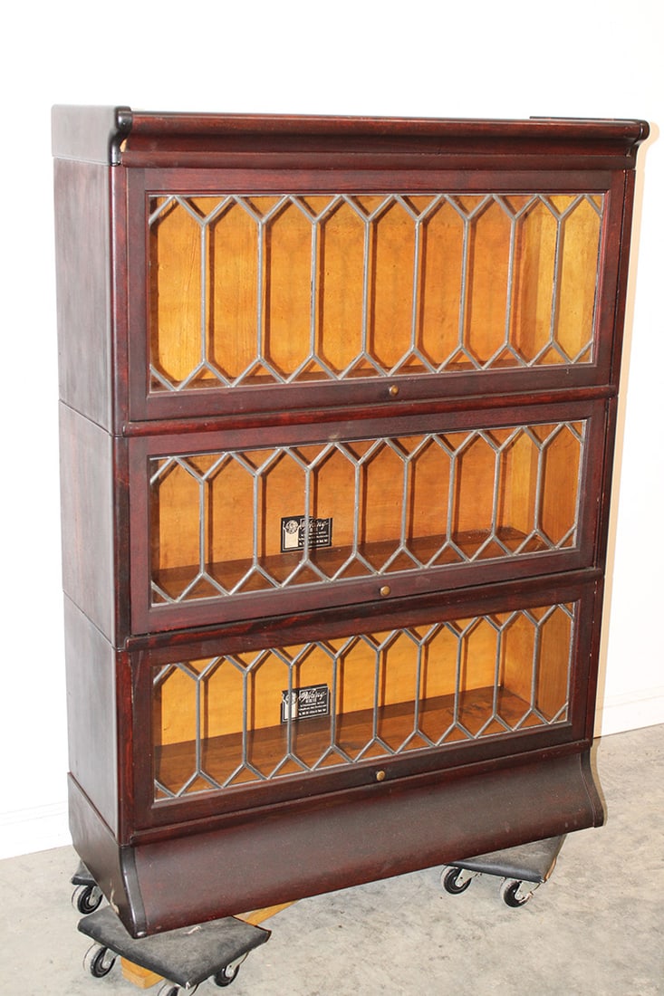 All Original 3 Section Viking Leaded Stacking Bookcase (1 of 5)