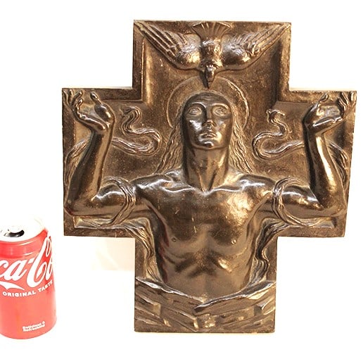 Artist Signed Antique Bronze Sculpture By Raoul Verlet: Artist signed antique bronze sculpture by Raoul Verlet depicting the crucifixion. Nice patina. Estate fresh. Appr. 11" wide, 13" tall.