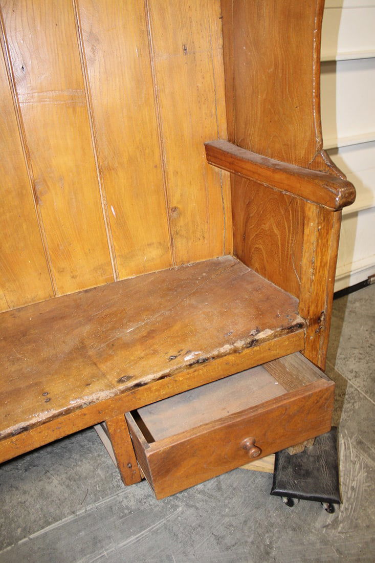 Country 19Th C. Primitive Pine Settle Bench - 2