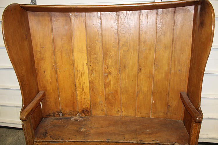 Country 19Th C. Primitive Pine Settle Bench - 3