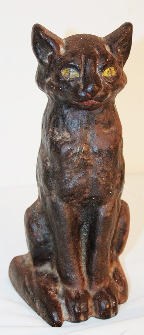 Antique 1920S National Foundry Cast Iron Black Cat Door Stop (1 of 4)