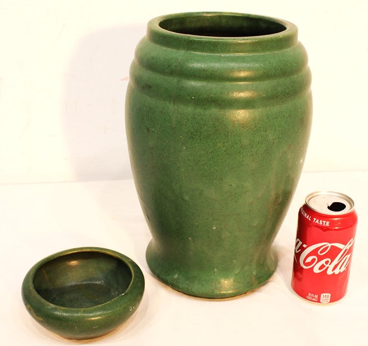 Large And Small Hampshire Pottery Vase: Large and small Hampshire pottery vase. No chips or cracks. Estate fresh. Largest is 12".