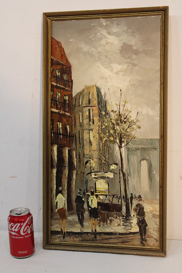 Artist Signed Oil On Canvas Impressionist Cityscape: Artist signed oil on canvas impressionist cityscape. Nicely framed, well done. Estate fresh. Appr. 13x25".