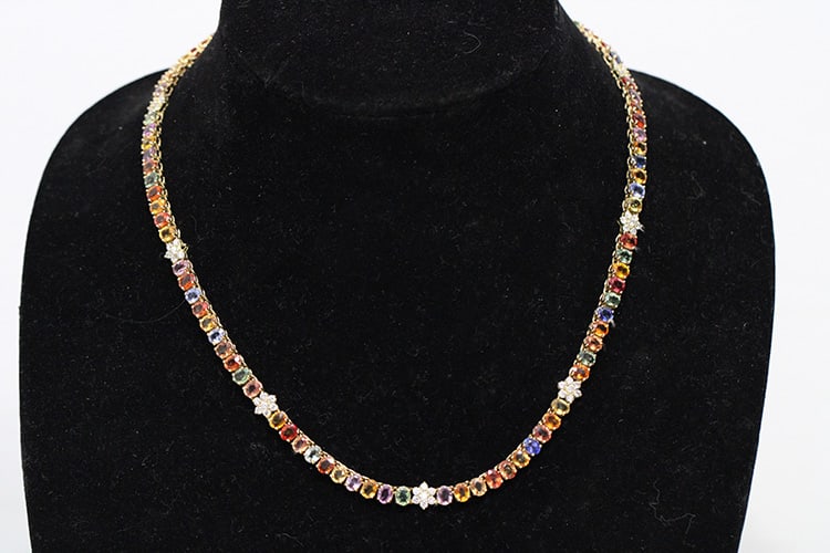 Stunning 14K Diamond & Sapphire Necklace (1 of 8)