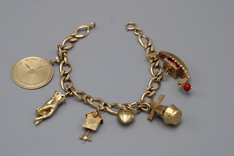 Heavy 14K Charm Bracelet, 22.5 Dwt. (1 of 4)