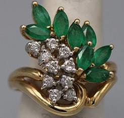 14K Gold Diamond & Emerald Ring, 5.4 Dwt. (1 of 4)