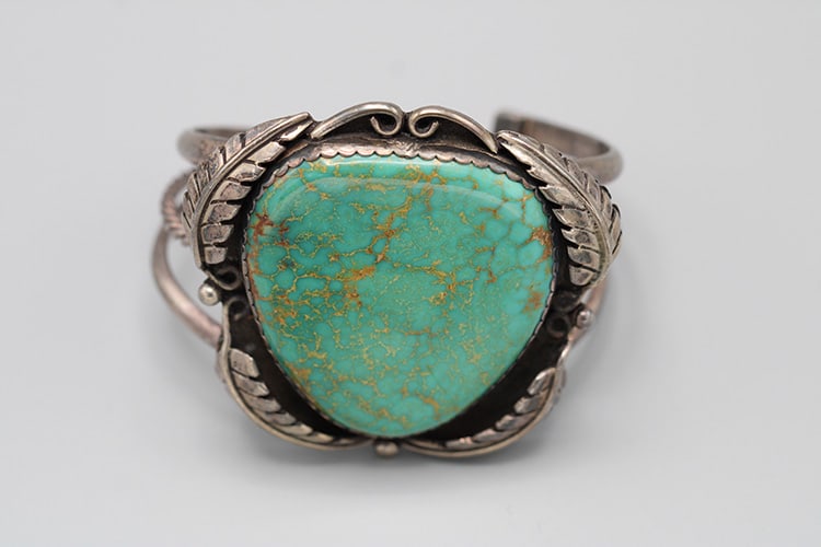 Sterling & Turquoise Navajo Cuff Bracelet: Sterling & Turquoise Navajo Cuff Bracelet. 2 ozt. Nice condition, Vermont estate.