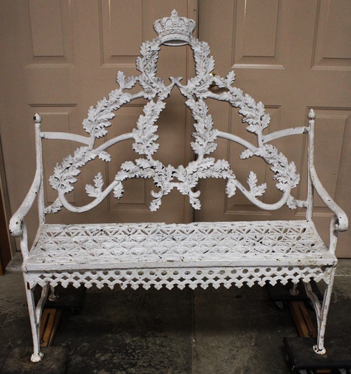 Rare Victorian Cast Iron Garden Bench with a Kings Crown (1 of 8)