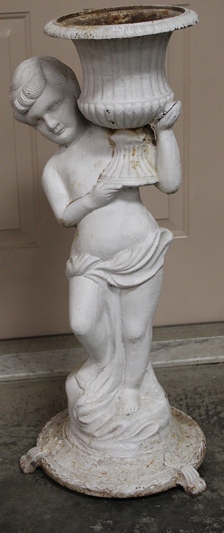 Antique Cast Iron 33" Figural Cherub Planters (1 of 7)