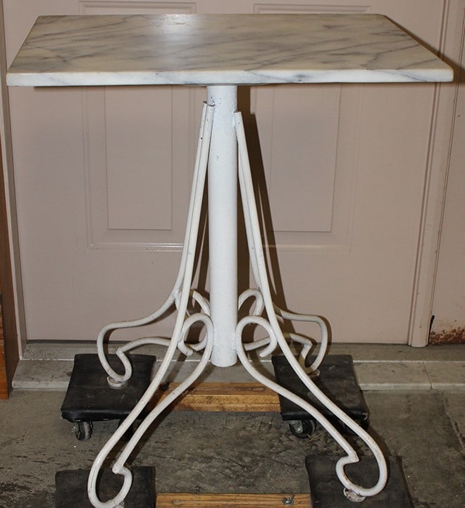 Small Marble Top Garden Table with an Iron Base (1 of 3)