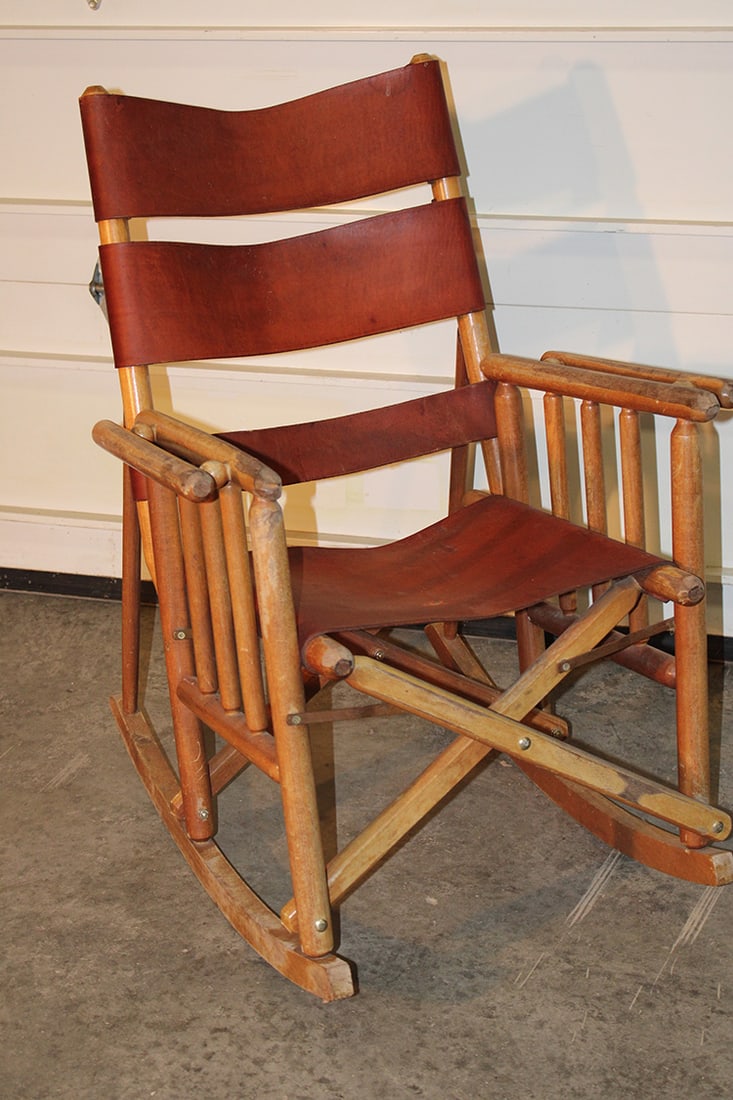 Mid-Century Leather Costa-Rican Folding Rocker (1 of 4)