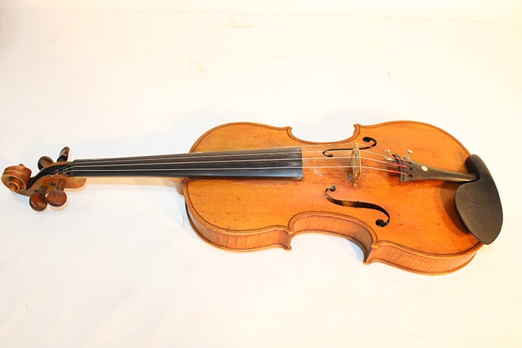 Old 4/4 Violin Labeled Joseph Anotius Rocca: Old 4/4 Violin Labeled Joseph Anotius Rocca. Fecit Taurini Anno Domini 1861 with case and bow, figural maple back. Approximately 23.5" long.