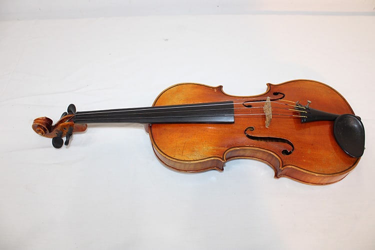 Old 4/4 Violin Labeled Josef Guarnarius, plus Bow - 2