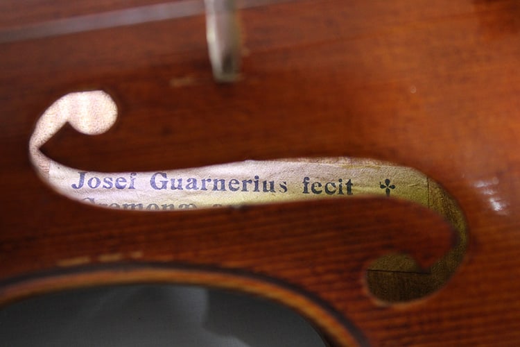 Old 4/4 Violin Labeled Josef Guarnarius, plus Bow - 8