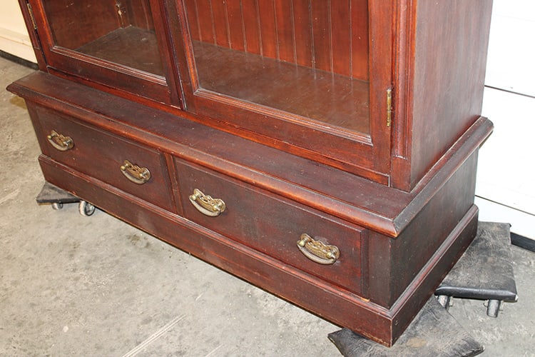 Large Victorian 2 Door Step back Bookcase - 3