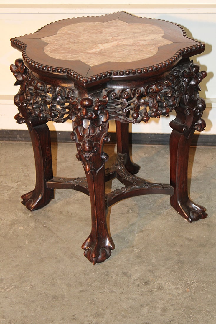 Super Antique Oriental Marble Top Stand (1 of 6)