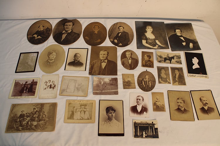 Group of Old Photos, Cabinet Cards: Group of Old Photos, Cabinet Cards. Many with info on the back. Agawam estate.