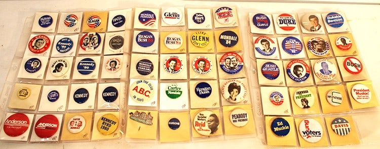 59 Political Buttons from the 1980's (1 of 4)
