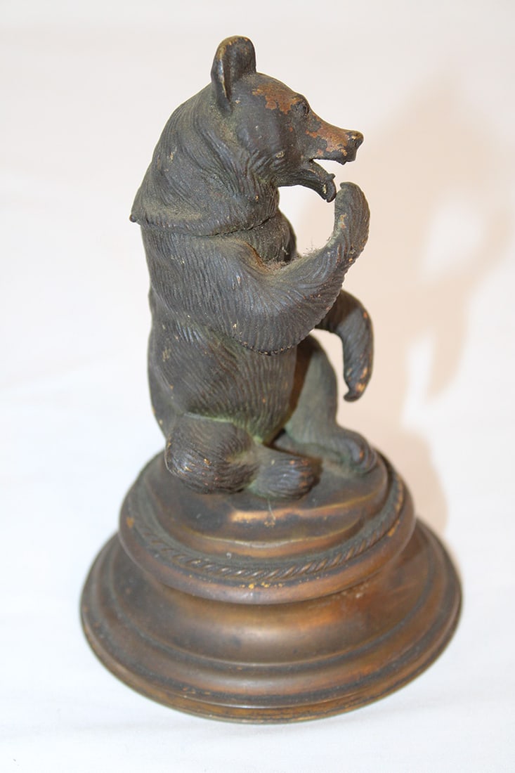 Cute Victorian Bronze Bear Inkwell (1 of 5)