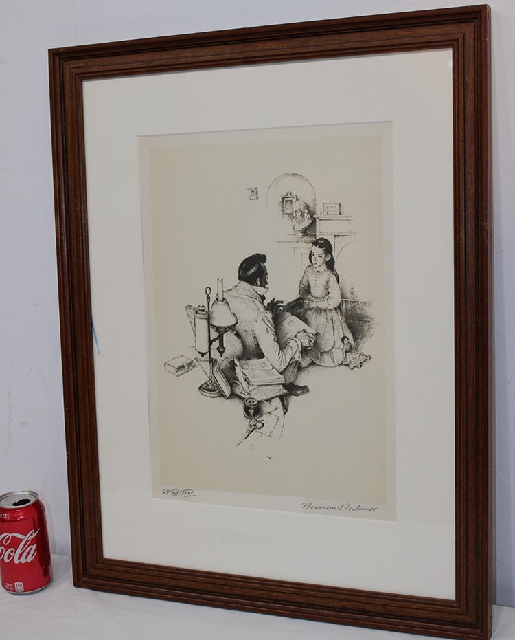 Rare Signed Norman Rockwell Artist Proof Lithograph "The Tutor" (1 of 5)