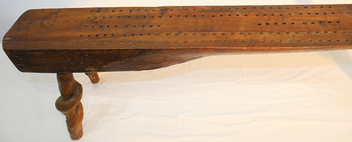 Large Rustic Slab Wood Cribbage Table - 4