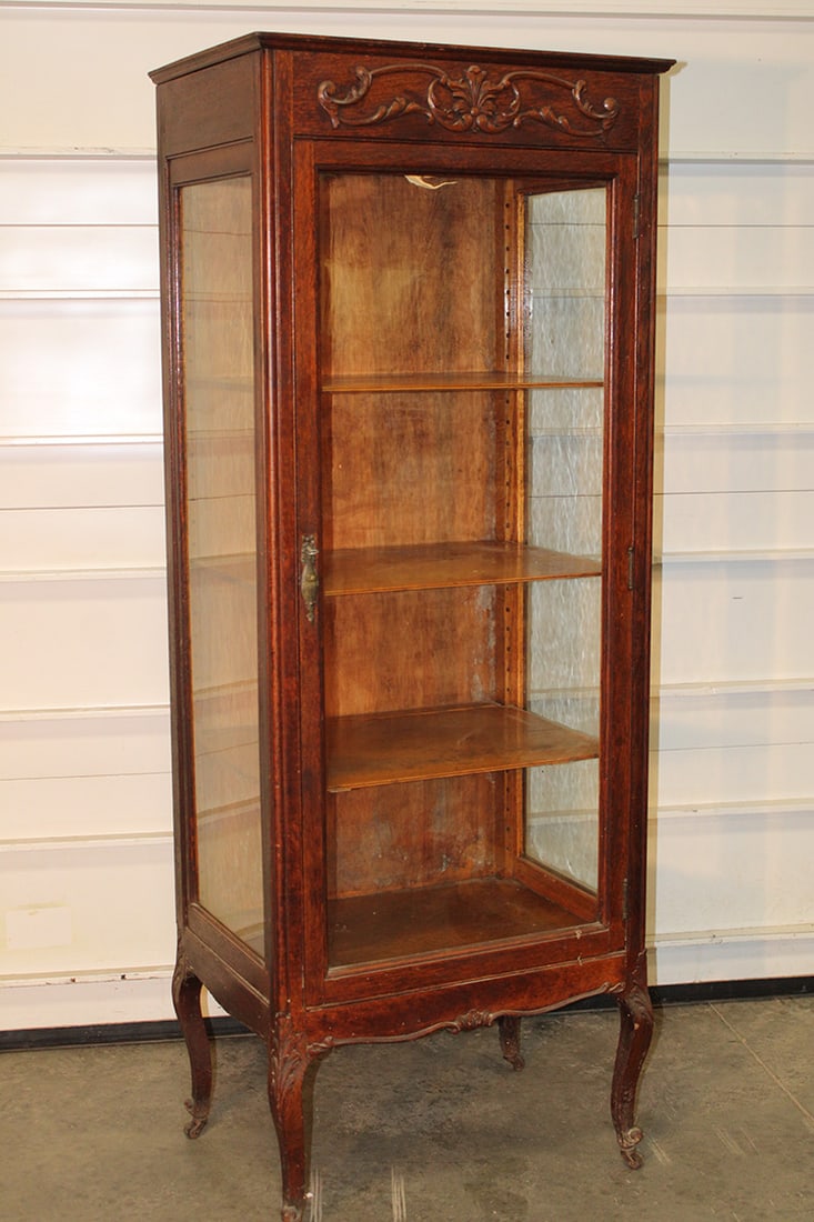 Original 26" Wide Oak Curio Cabinet (1 of 5)