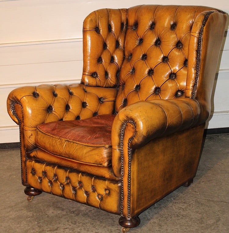 Vintage Chesterfield Style Leather Wing Back (1 of 4)