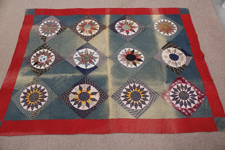 Antique Handmade Quilt "Mariner's Compass" Style Pattern (1 of 4)