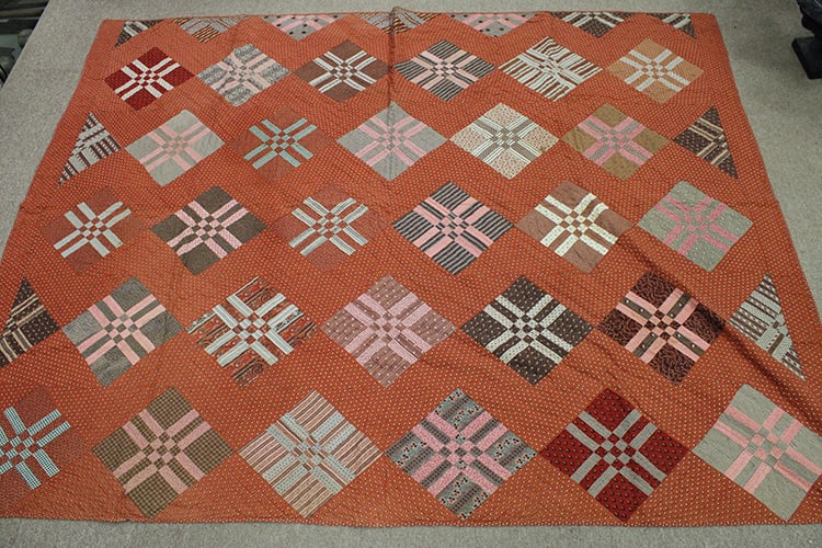 Antique Handmade Quilt with Geometric Design (1 of 4)