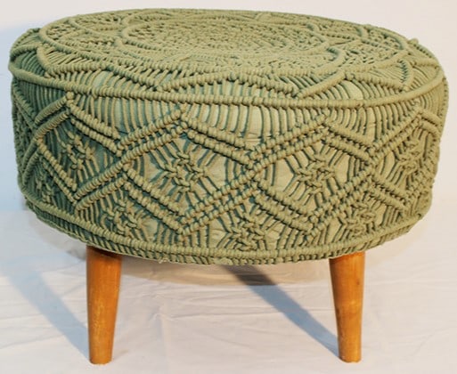 Nice Round Macrame Upholstered Stool (1 of 3)