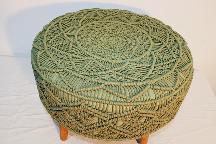 Nice Round Macrame Upholstered Stool - 2