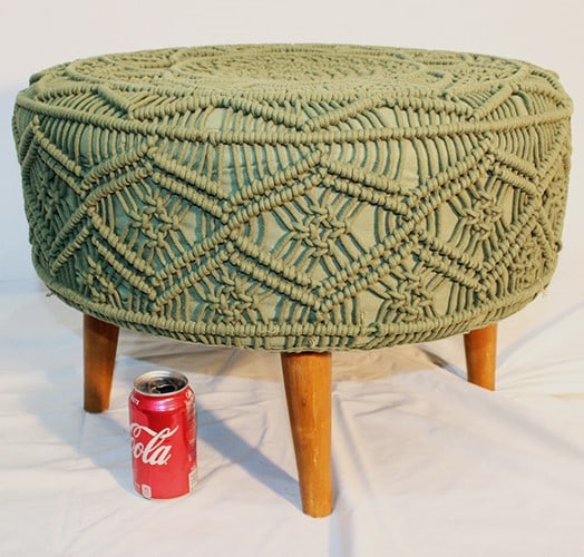 Nice Round Macrame Upholstered Stool - 3