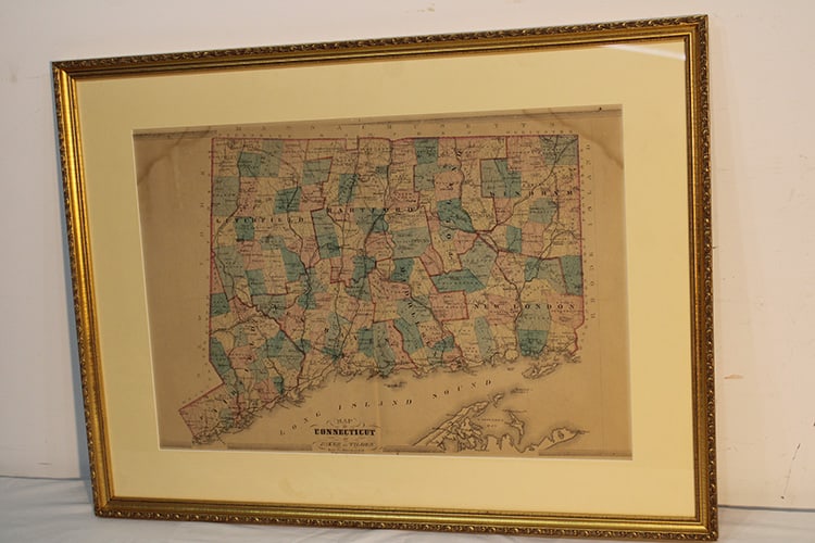 19th Century Hand Colored Map of Connecticut (1 of 5)