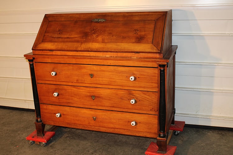 Unusual 19th Century Cherry Inlaid Drop Front Desk (1 of 7)