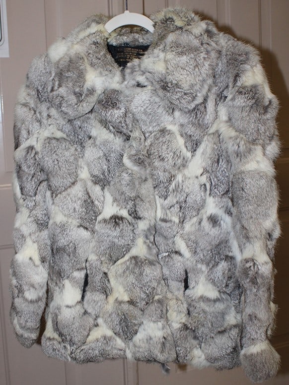 Genuine Rabbit with Leather Trim: Genuine Rabbit with Leather Trim. Size 13-14. Nice and clean. North Adams estate.