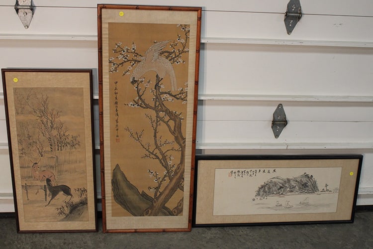 3 Early Estate fresh Hand Done Oriental Watercolors (1 of 8)