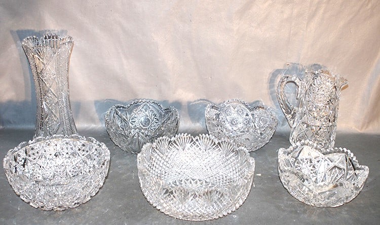 7 Pieces of American Brilliant Cut Glass (1 of 7)