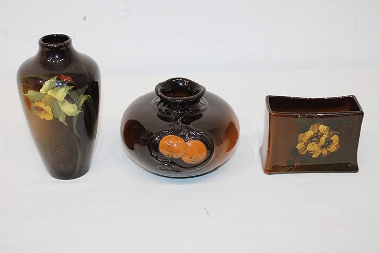 3 Weller Art Pottery Vases 1 signed Floretta (1 of 8)