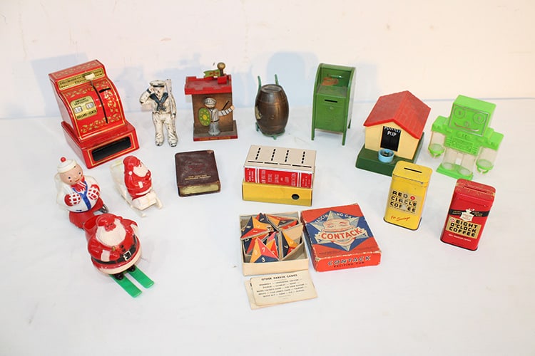 Group of Vintage Banks and Toys Including a Cast Iron Sailor Still Bank (1 of 5)