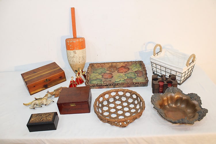 Group of Neat Boxes, Baskets of Vintage Items (1 of 6)