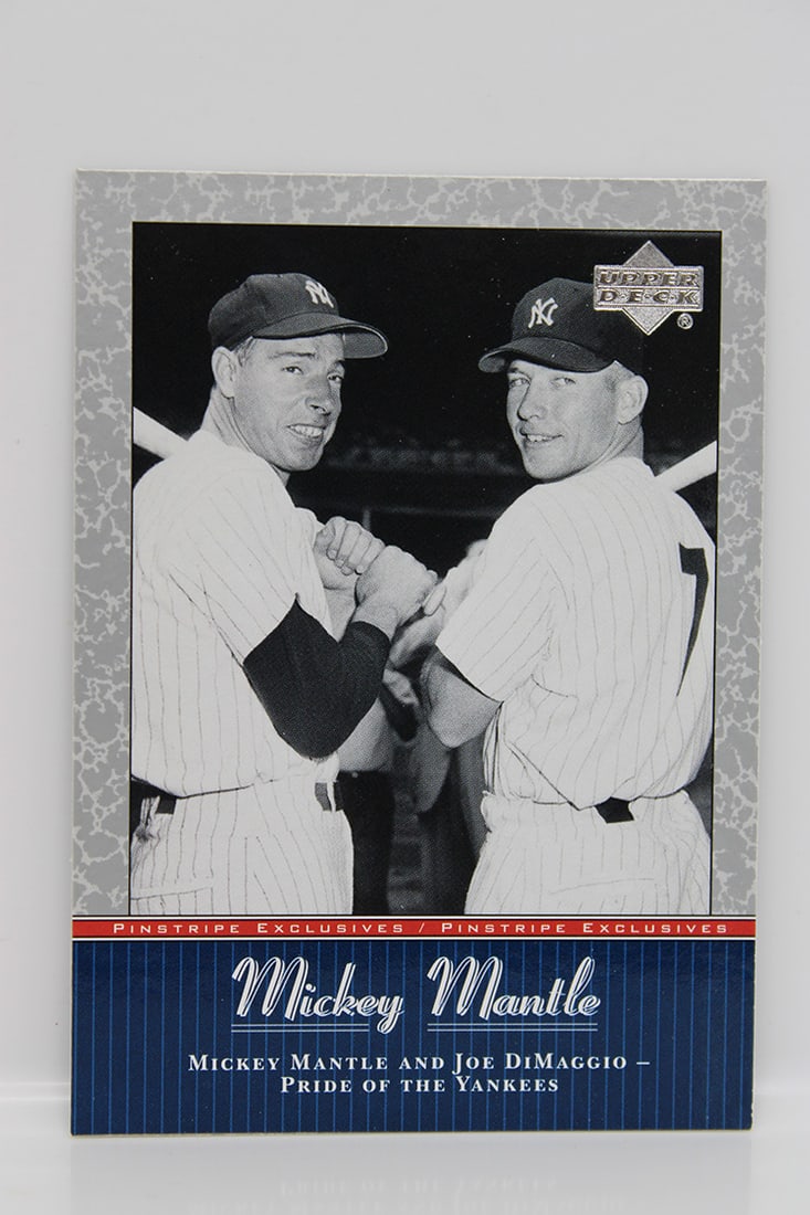 2001 Upper Deck Baseball Cards: 2001 Upper Deck Pinstripe Exclusive. Mickey Mantle 1-56 & Joe DiMaggio 1-56, both complete sets.
