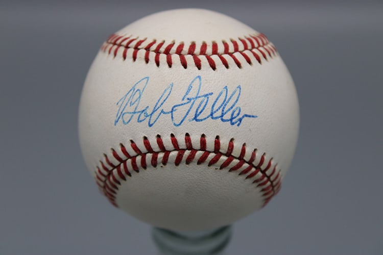Bob Feller Signed Baseball: Bob Feller signed baseball from a Schenectady collector's estate.