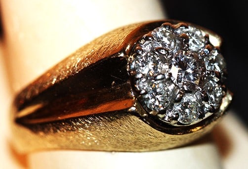14K Man's Ring With Cluster Of Large Diamonds 8.6 Dwt (1 of 6)