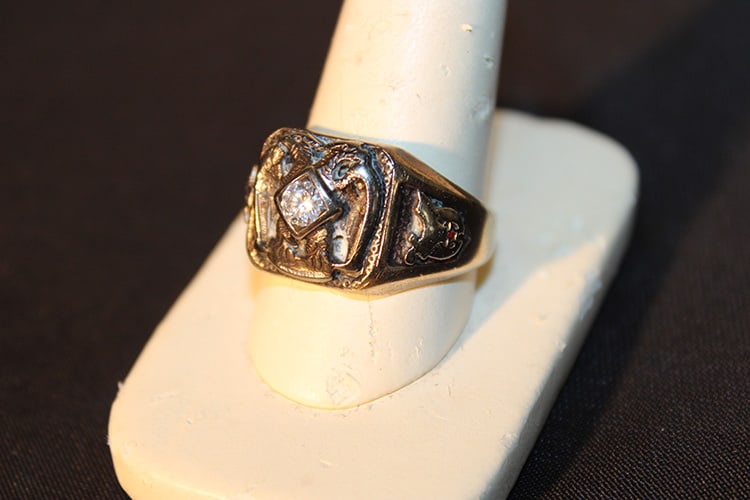Large 10K Class Ring With A Diamond 7.7 Dwt (1 of 4)