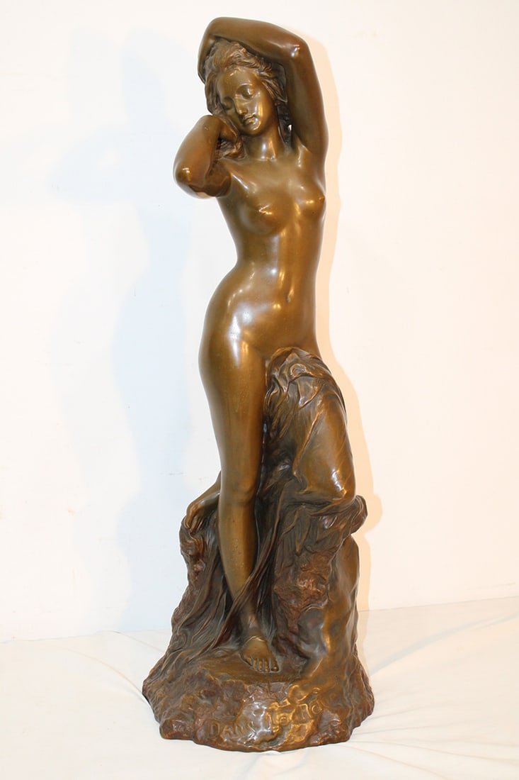Monumental Antique 32" Bronze Nude Signed Gustave Frederic Michel 1851-1924: Monumental Antique 32" Bronze Nude Signed Gustave Frederic Michel 1851-1924. G. Michel titled Dans Le Rve (In the Dream). Excellent original patina, very detailed casting. Also very heavy, and numbere