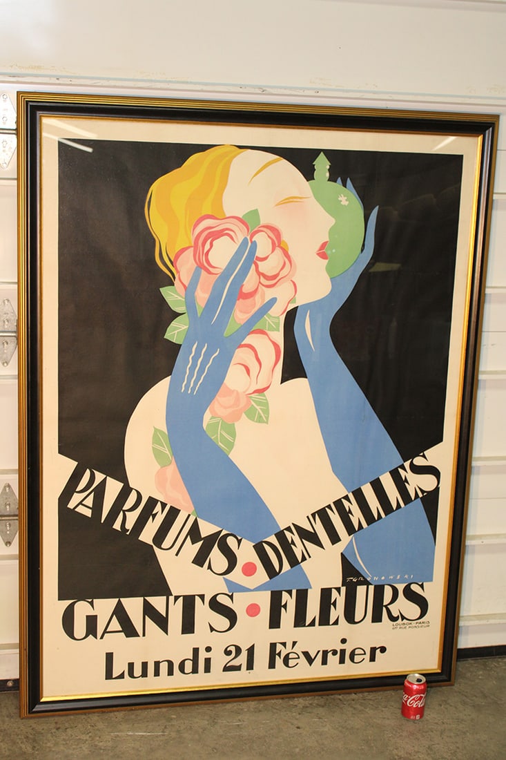 Original Vintage Parfums Dentelles Gants Fleurs Poster (1 of 7)